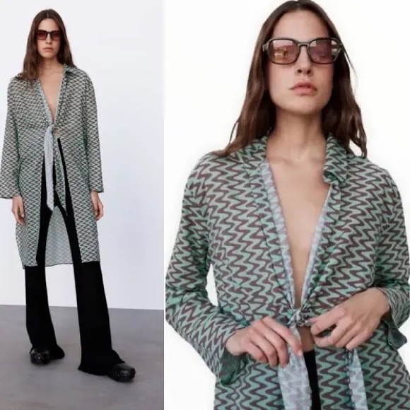 Zara The Lissie Shirt Kimono/Swimsuit Coverup Size S - Picture 5 of 6